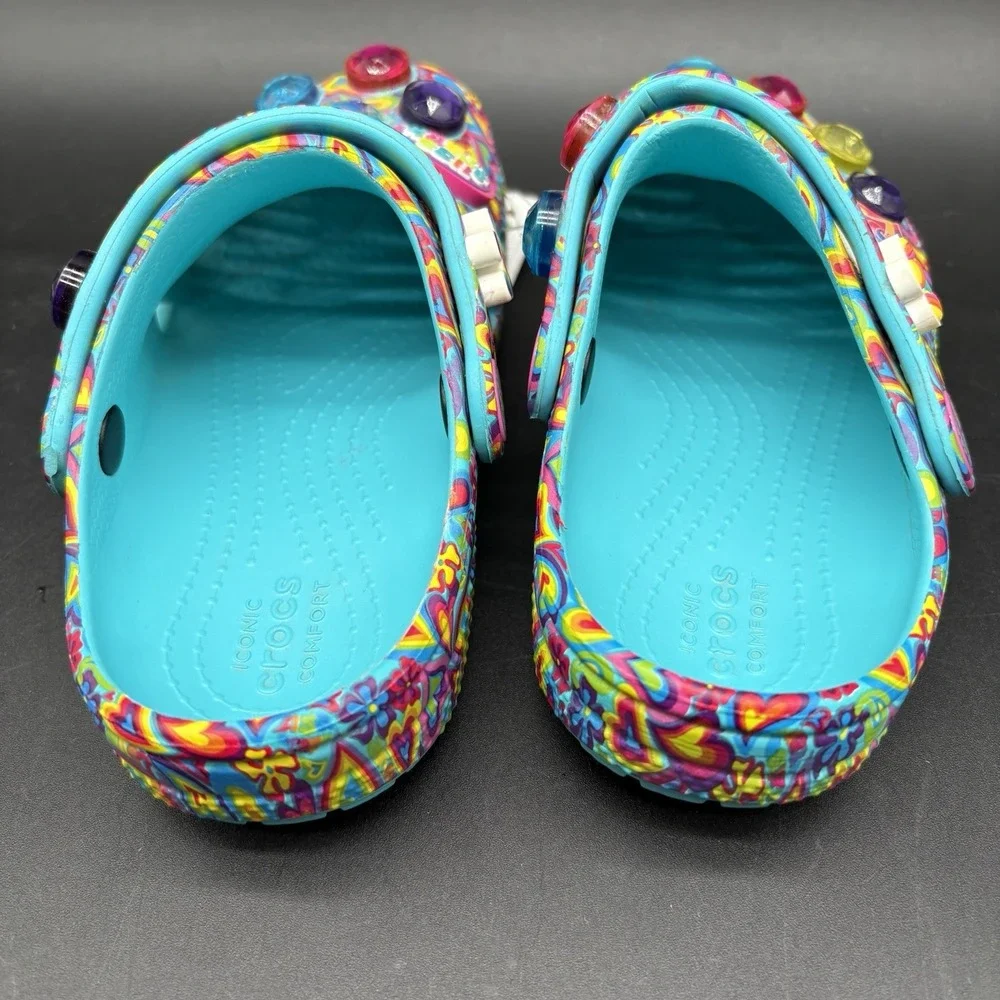 CROCS X Lisa Frank Classic Clogs Kids Girls Size 11 Aqua Limited Edition Jibbitz